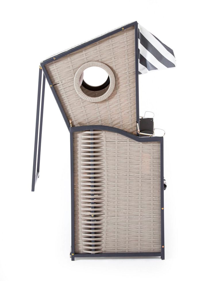 Single-Strandkorb mit 2 Sichtfensern/Bullaugen 