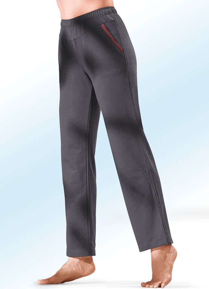 Hose mit Glanzgarn besticktem Zierband ANTHRAZIT