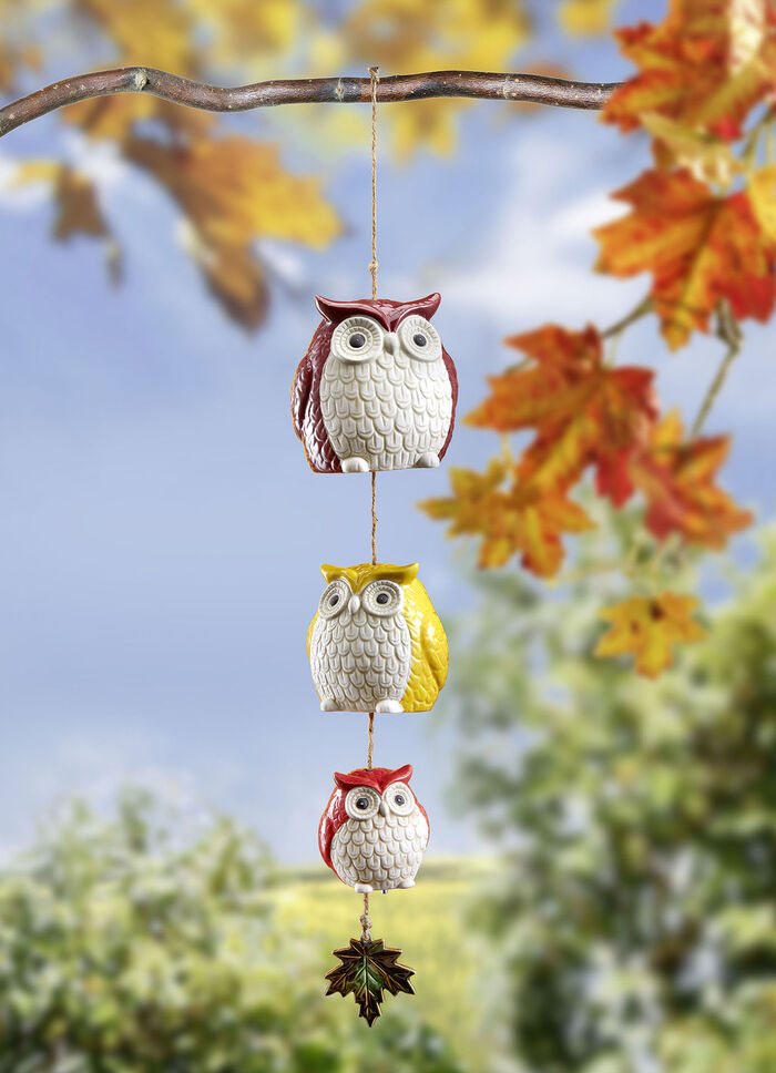 Windspiel Eulen aus Keramik 