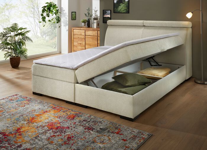 Boxspringbett auf hochwertigem Echtholzgestell 