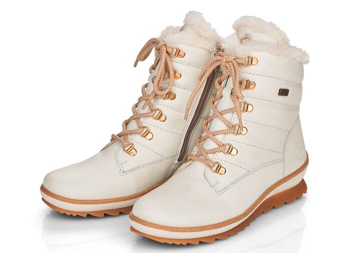Remonte, gef&uuml;tterte Damen-Stiefeletten, Winterschuhe, Weite G, mit Lammwolle NATURWEISS