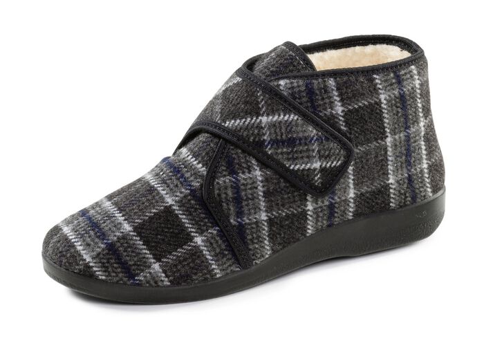 Stiefelette aus kariertem Textilmaterial ANTHRAZIT
