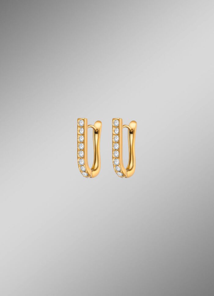 Stilvolle Klappcreolen aus Edelstahl mit Kristallen 