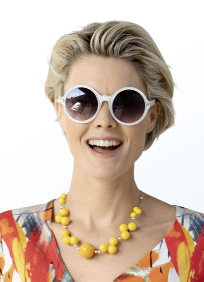 Angesagte, 2-reihige Halskette mit gelben Kugeln 