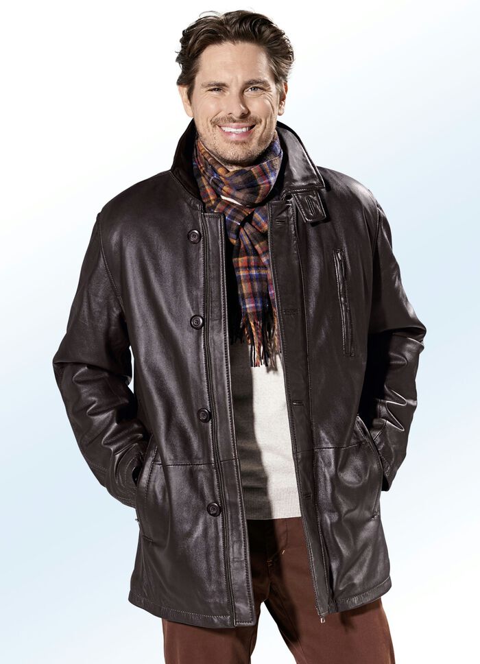 Lederjacke mit Reißverschluss-Doppeltaschen BORDEAUX