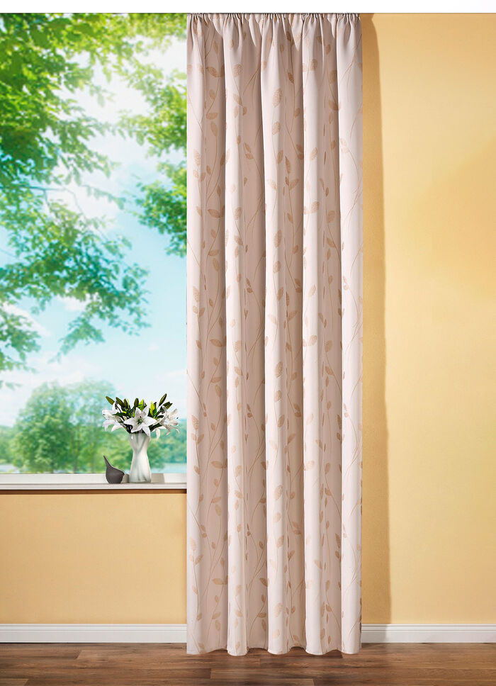 Übergardine in Stickerei-Optik mit Kräuselband 