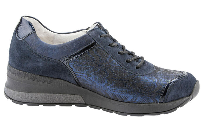 Waldläufer, bequeme Damen-Schnürschuhe, Weite H, mit herausnehmbarem Fußbett DUNKELBLAU