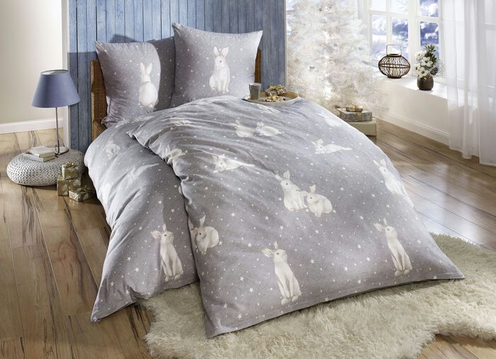 Edel-Feinbiber Bettw&auml;sche-Garnitur aus Baumwolle 