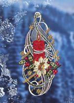 Fensterbild Kerze aus echter Plauener Spitze 