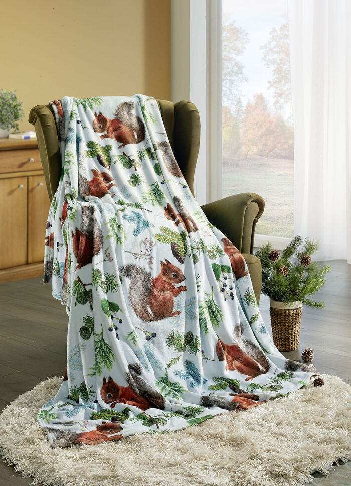 Wohndecke mit Eichhörnchen-Motiven 