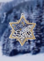 Stern-Fensterbild aus echter Plauener Spitze 