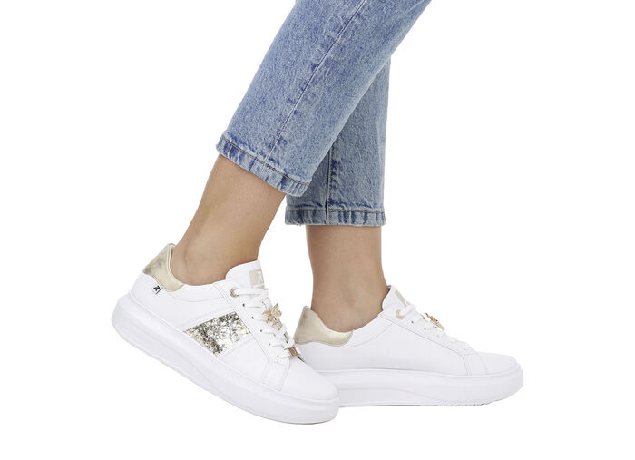 Sneaker mit Libellen-Metallschmuck WEISS-GOLD