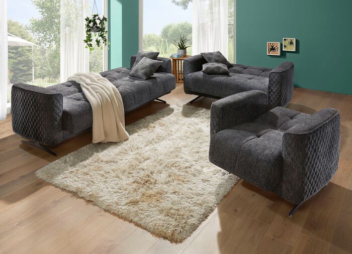 Polsterm&ouml;bel mit Bettfunktion und Dekokissen 