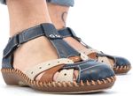 Rieker, leichte Damen-Sandalen, Weite G, mit Klettverschluss MARINE-BEIGE-COGNAC