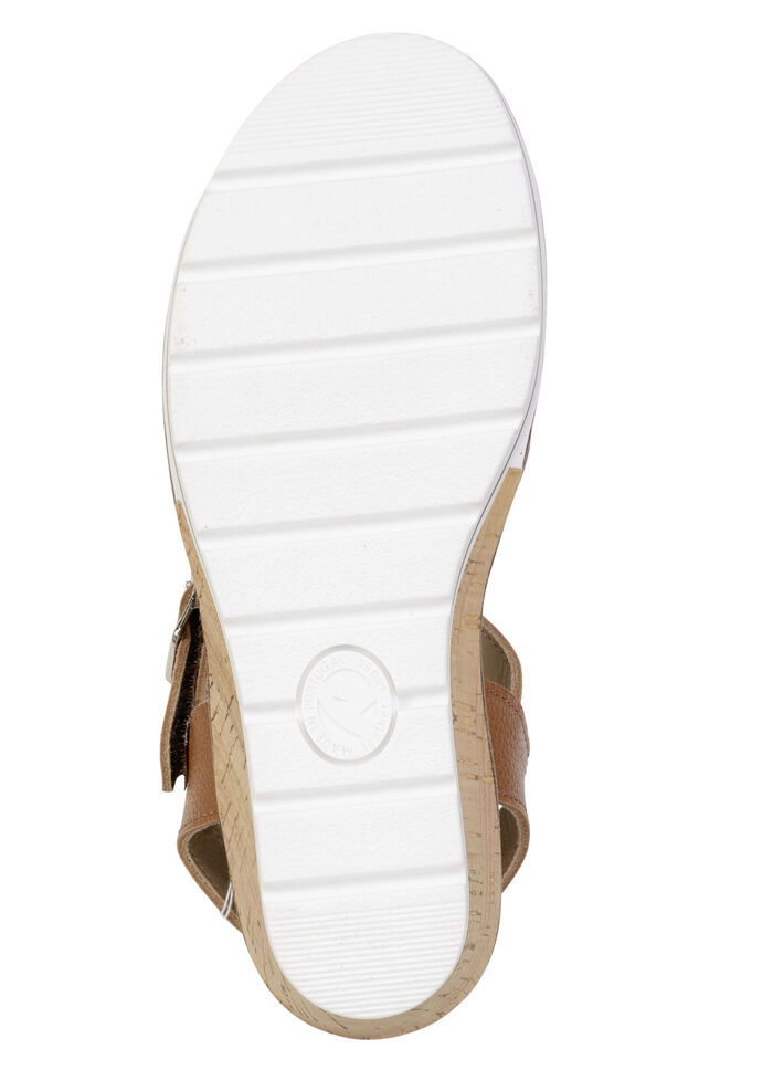 ELENA EDEN, bequeme Damen-Sandaletten, Weite H, mit herausnehmbarem Fu&szlig;bett COGNAC