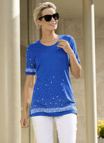 Shirt mit aufwendig gearbeiteter Strasszier in 2 Farben ROYALBLAU