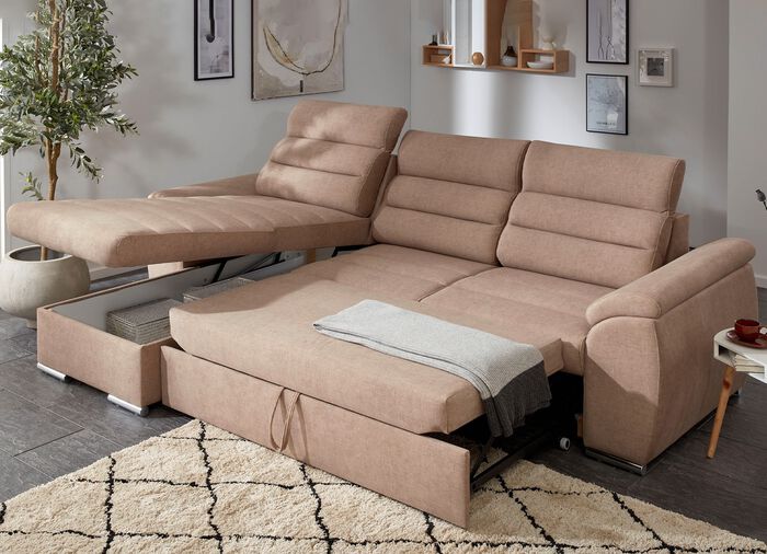 Polsterm&ouml;bel mit Bettfunktion und Kopfteilverstellung 