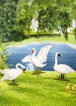 Handbemalte Gartenstecker in Form von Schw&auml;nen, 3er-Set 