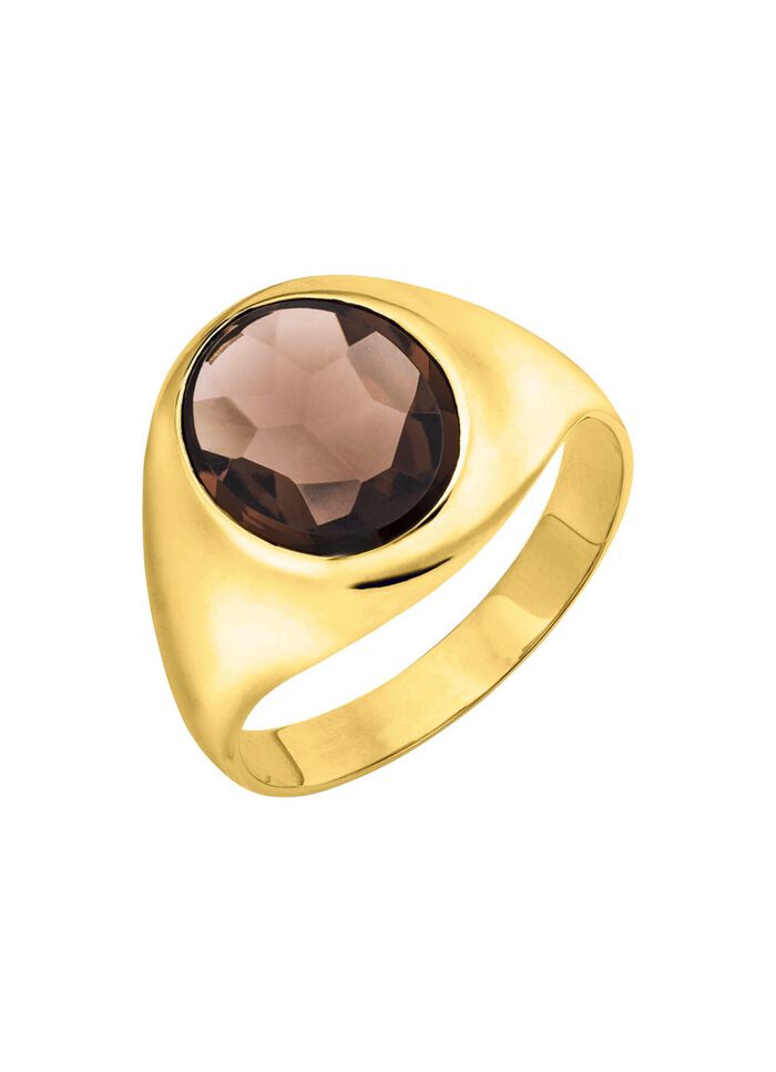 Herrenring aus Gold mit Rauchquarz 