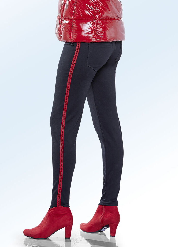 Leggings mit effektvollem Zierband SCHWARZ