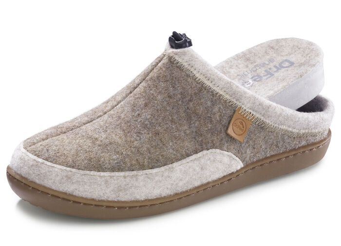 Laurina, klassische Damen-Hausschuhe, Weite H, mit herausnehmbarem Fußbett TAUPE-BEIGE