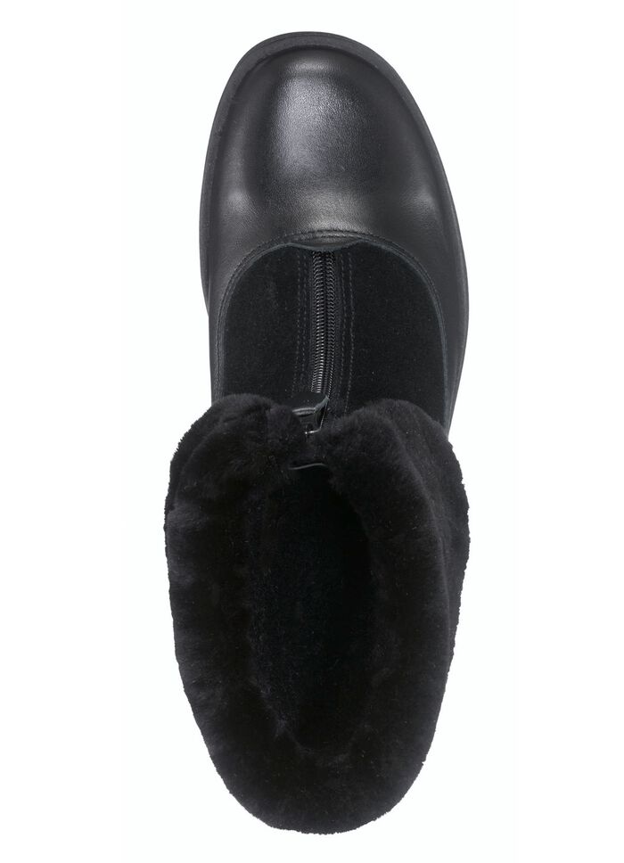 Stiefeletten mit flauschigem Lammfellkragen SCHWARZ