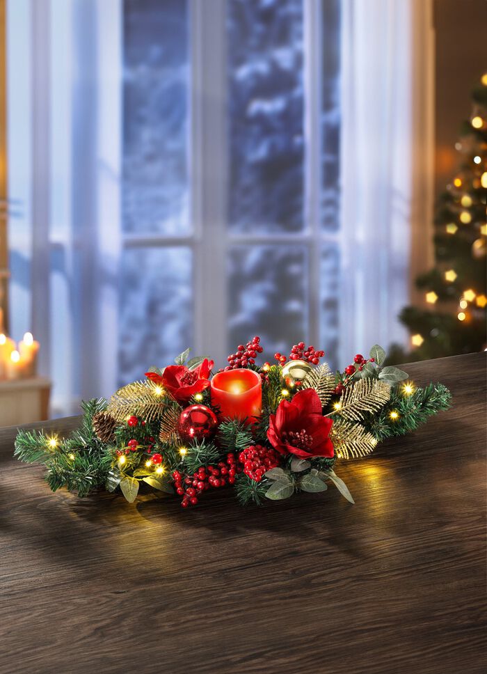 Tischgesteck mit LED-Echtwachskerze 