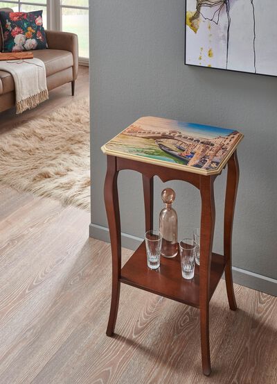 Teilmassive Beistelltisch mit Druck "Rialtobr&uuml;cke"  