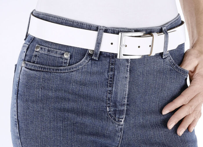 Trendiger Damen-Gürtel aus Leder, 3,5 cm breit WEISS