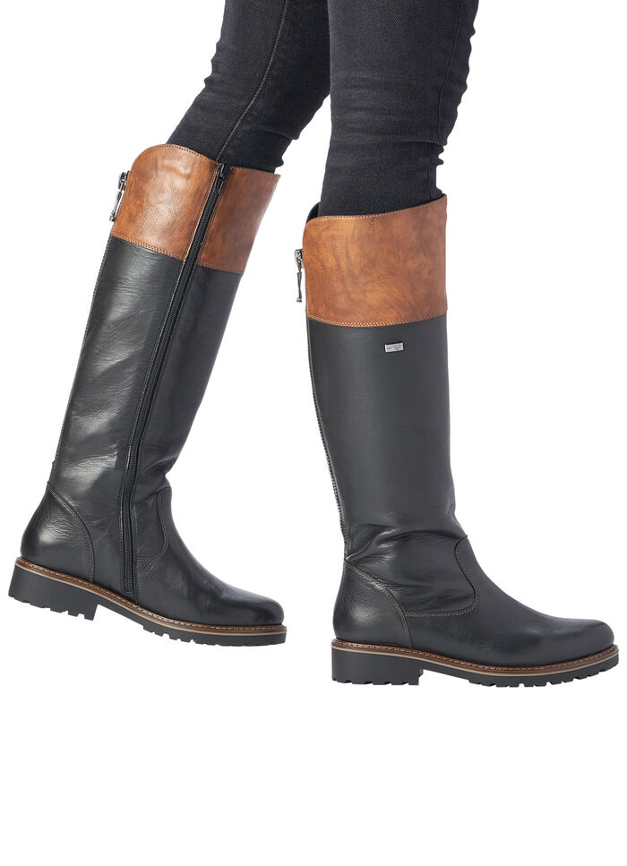 Remonte, gefütterte Damen-Stiefel, Winterschuhe, Weite G, mit Reißverschluss SCHWARZ-MARONE
