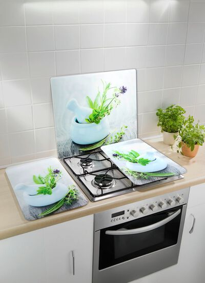Herd-Abdeckplatten im 2er-Set aus Glas 