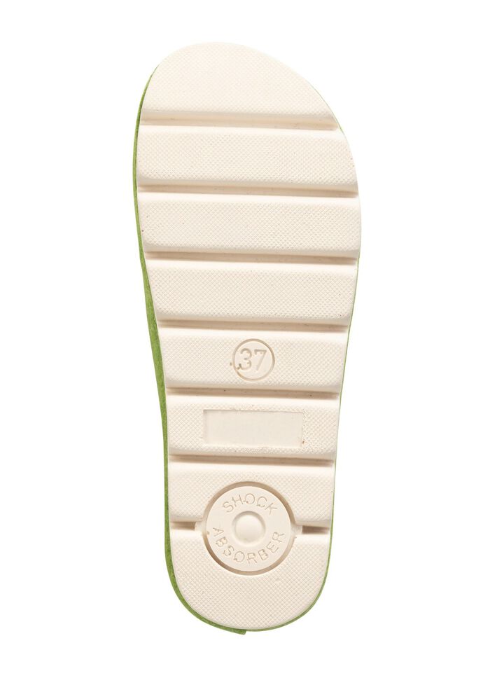 Laurina, trendige Damen-Hausschuhe, Weite G, mit anatomisch geformtem Fu&szlig;bett APFELGR&Uuml;N