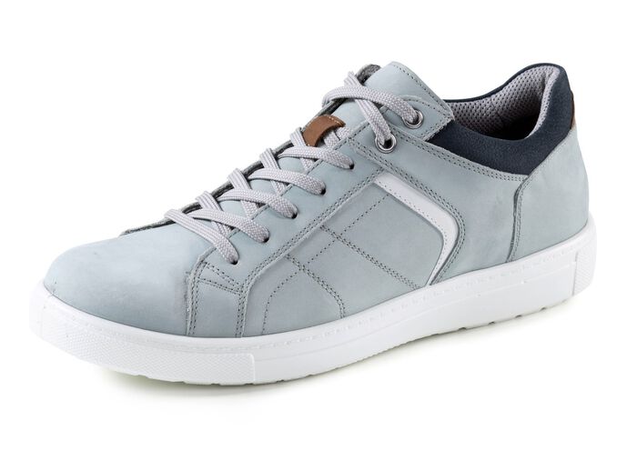 GINO GALANTE Schn&uuml;rschuh aus Nubukleder mit Kontrastbes&auml;tzen HELLGRAU-BLAU