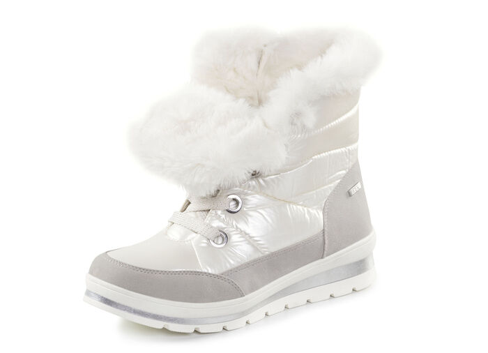 ELENA EDEN, gefütterte Damen-Boots, Winterschuhe, Weite G, mit herausnehmbarem Fußbett PERLWEISS-GRAU