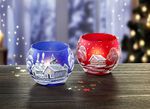 Teelichthalter aus Glas im 2er-Set ROT-DUNKELBLAU