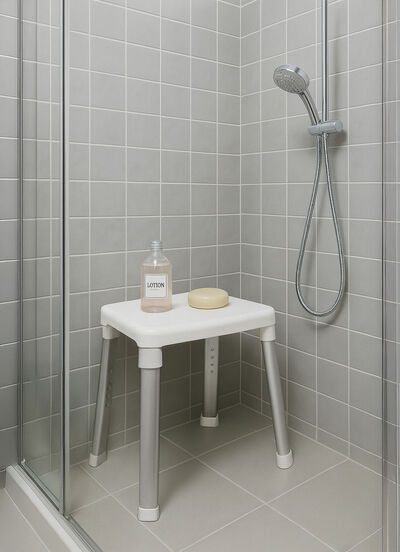 Dusch- und Badehocker mit extra großer Sitzfläche  Dusch- und Badehocker mit extra großer Sitzfläche