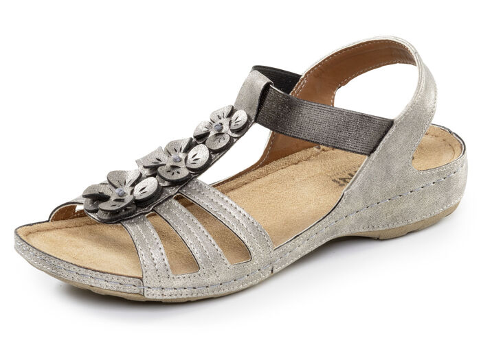Gemini, modische Damen-Sandalen, Weite G, mit Blüten-Applikationen BRONZE