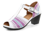 Gemini, modische Damen-Sandaletten, Weite G, mit Gummizug WEISS-BUNT