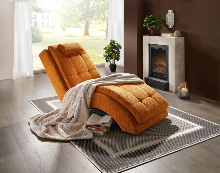 Relaxliege mit Kopfkissen und Knopfsteppung 