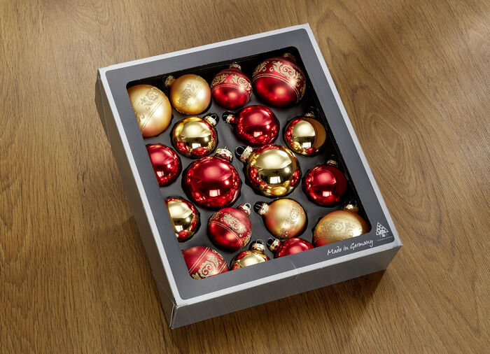 Edler Baumschmuck aus hochwertigem Thüringer Glas ROT-GOLD