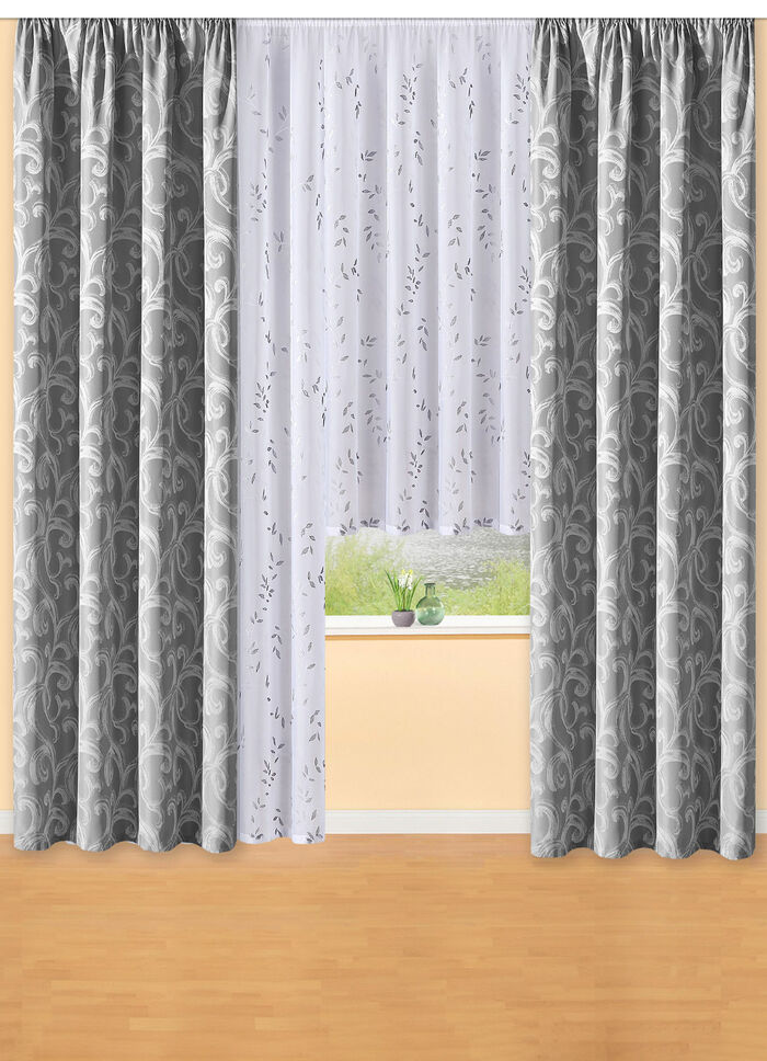 Übergardine mit Universalschienenband SILBER