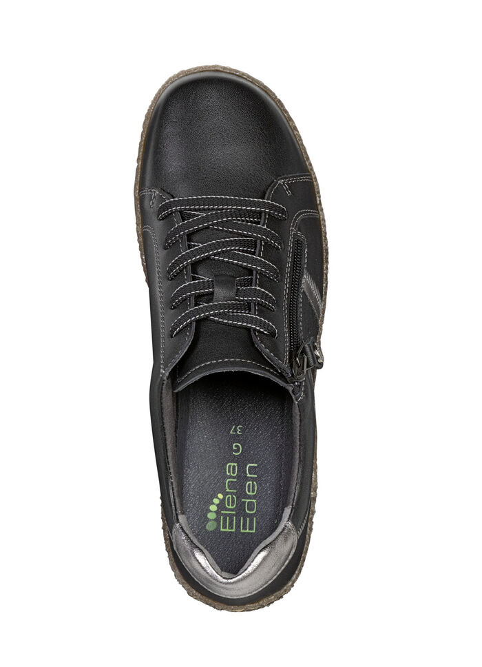 ELENA EDEN Schn&uuml;rschuh aus feinem Nappaleder SCHWARZ-ALTSILBER