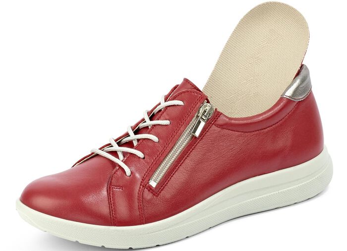Schn&uuml;rschuh mit praktischem Seitenrei&szlig;verschluss ROT