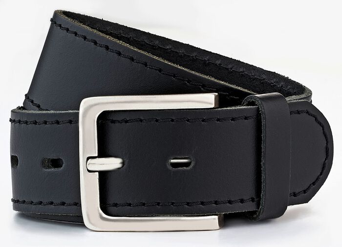 Klassicher Herren-Gürtel, aus Leder, 4 cm breit SCHWARZ