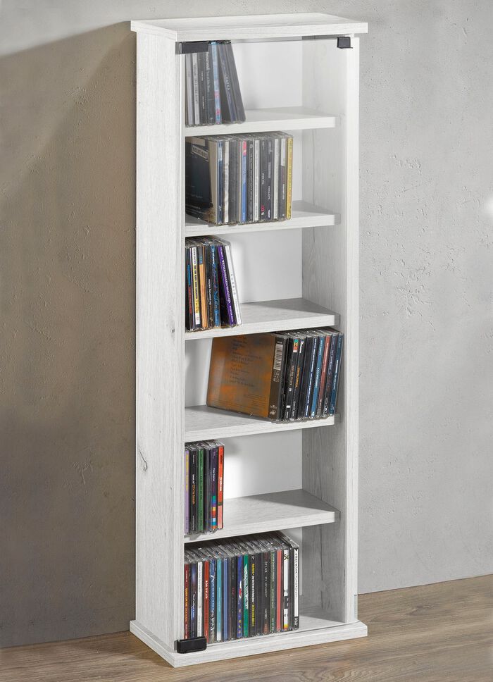 Vitrine mit ESG-Sicherheitsglas f&uuml;r 150 CDs WEISS