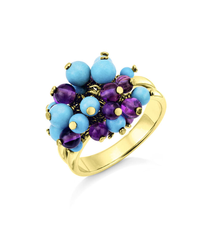 Damenring mit echt Amethyst und beh. Türkis 