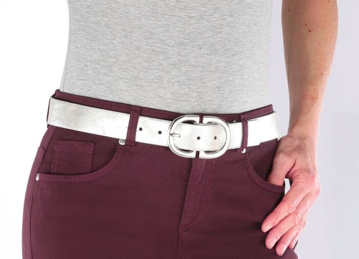 Lederg&uuml;rtel mit Lederfutter SILBER