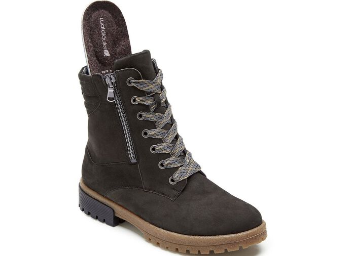 Waldl&auml;ufer Schn&uuml;r-Stiefelette aus bestem Nubukleder SCHWARZ