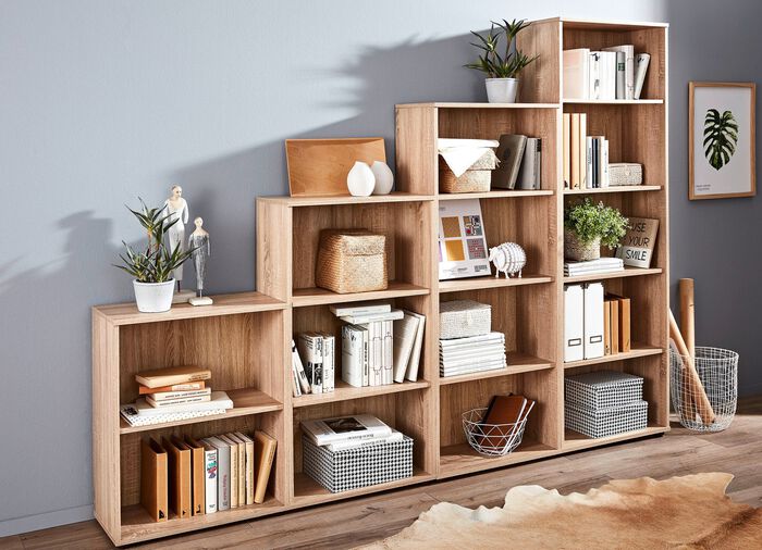 Klassische Regal-Serie mit Kunststofff&uuml;&szlig;en EICHE SONOMA