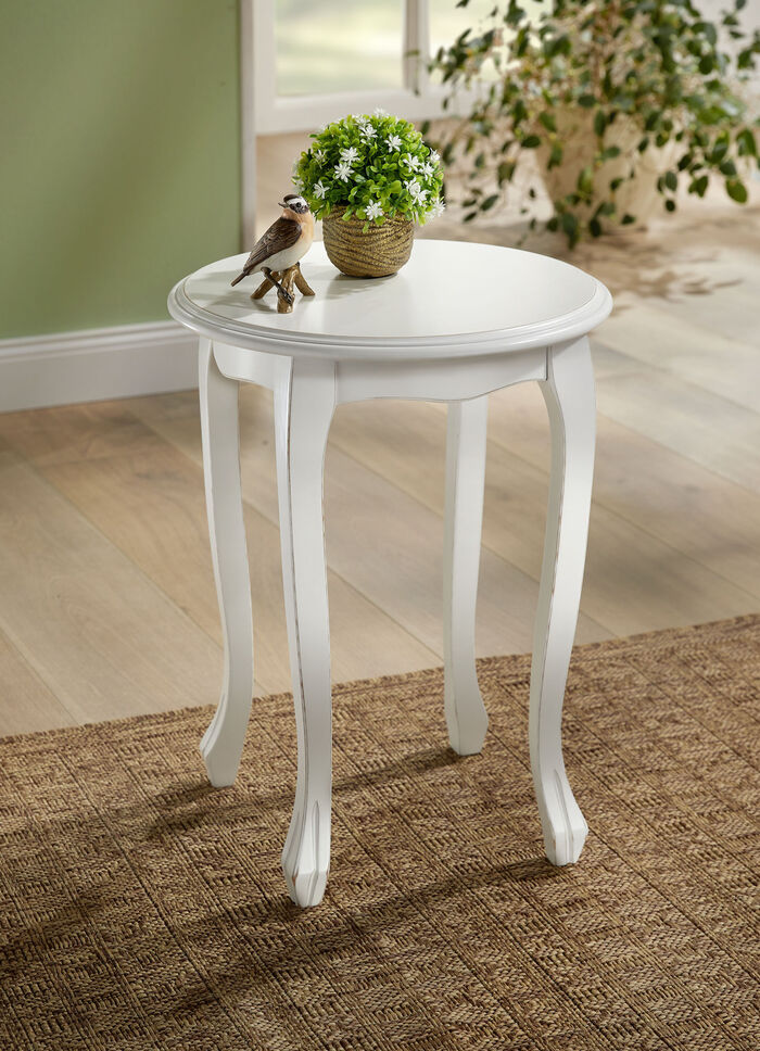 Teilmassiver Beistelltisch ANTIKWEISS